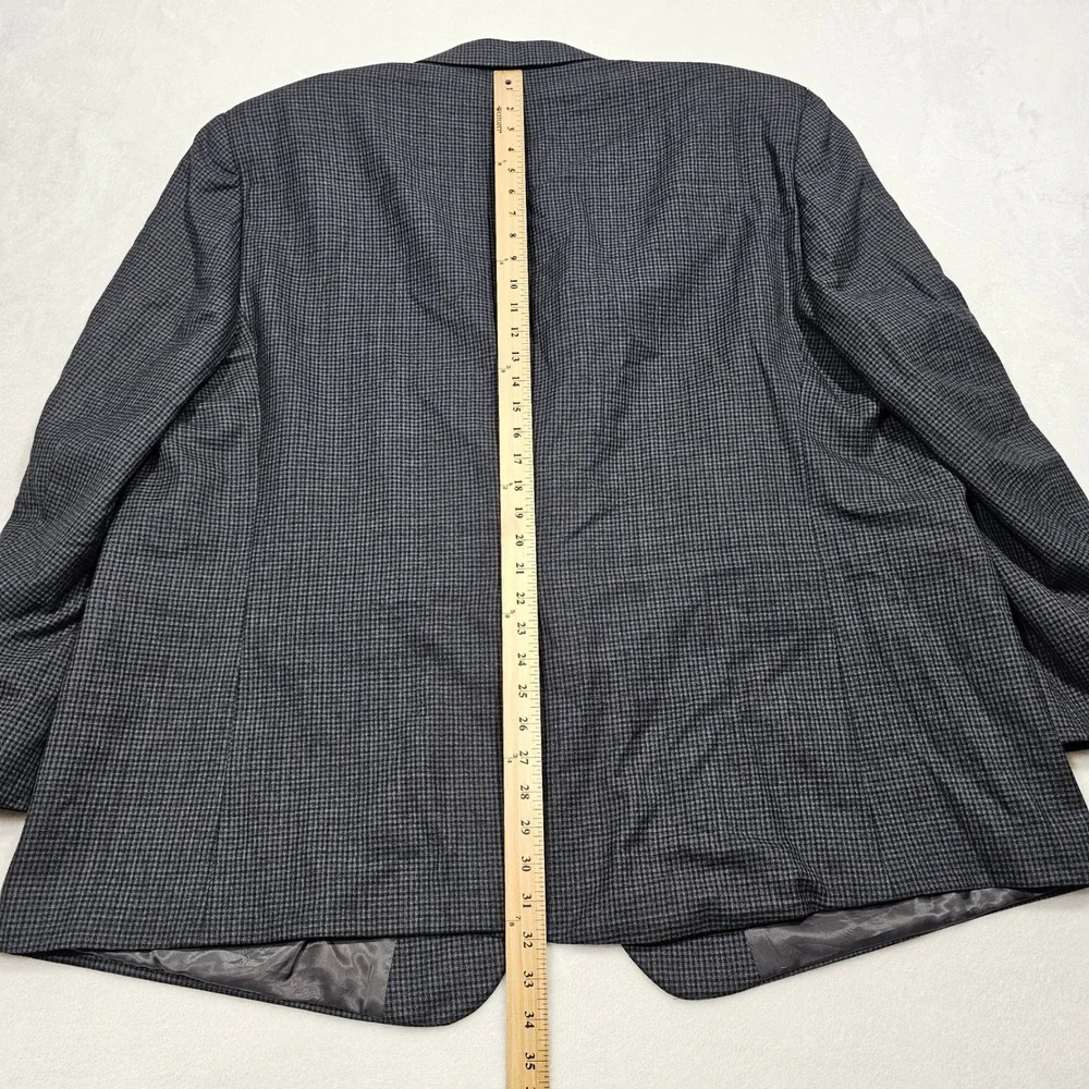 Lauren Ralph Lauren Sport Coat Mens 54R Grey Blue Houndstooth Wool Blend Preppy